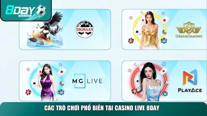 Top trò chơi phổ biến tại asino live 8day